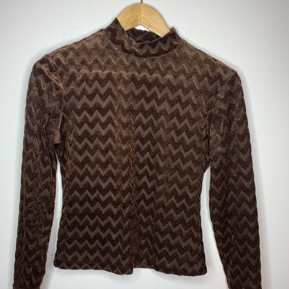 90’s aesthetic brown long sleeve micro-turtleneck